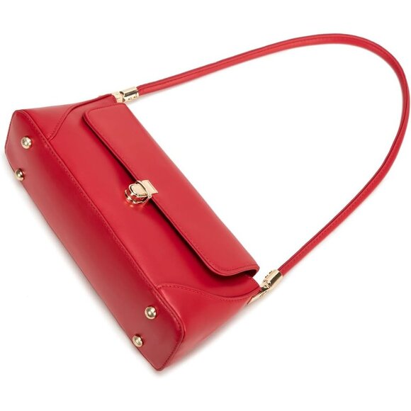 Women's Red Mini Shoulder Clutch Vintage Retro Classic Small Cute Hobo Handbag - Picture 4 of 7